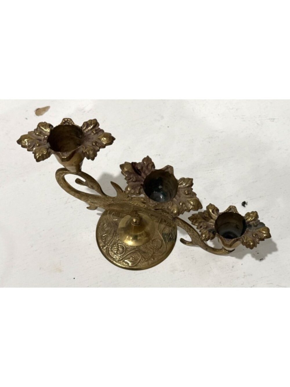 Vintage Antique Heavy Brass Sea Serpent Fish Ornate Candle Holder Candelabra - Picture 5 of 10